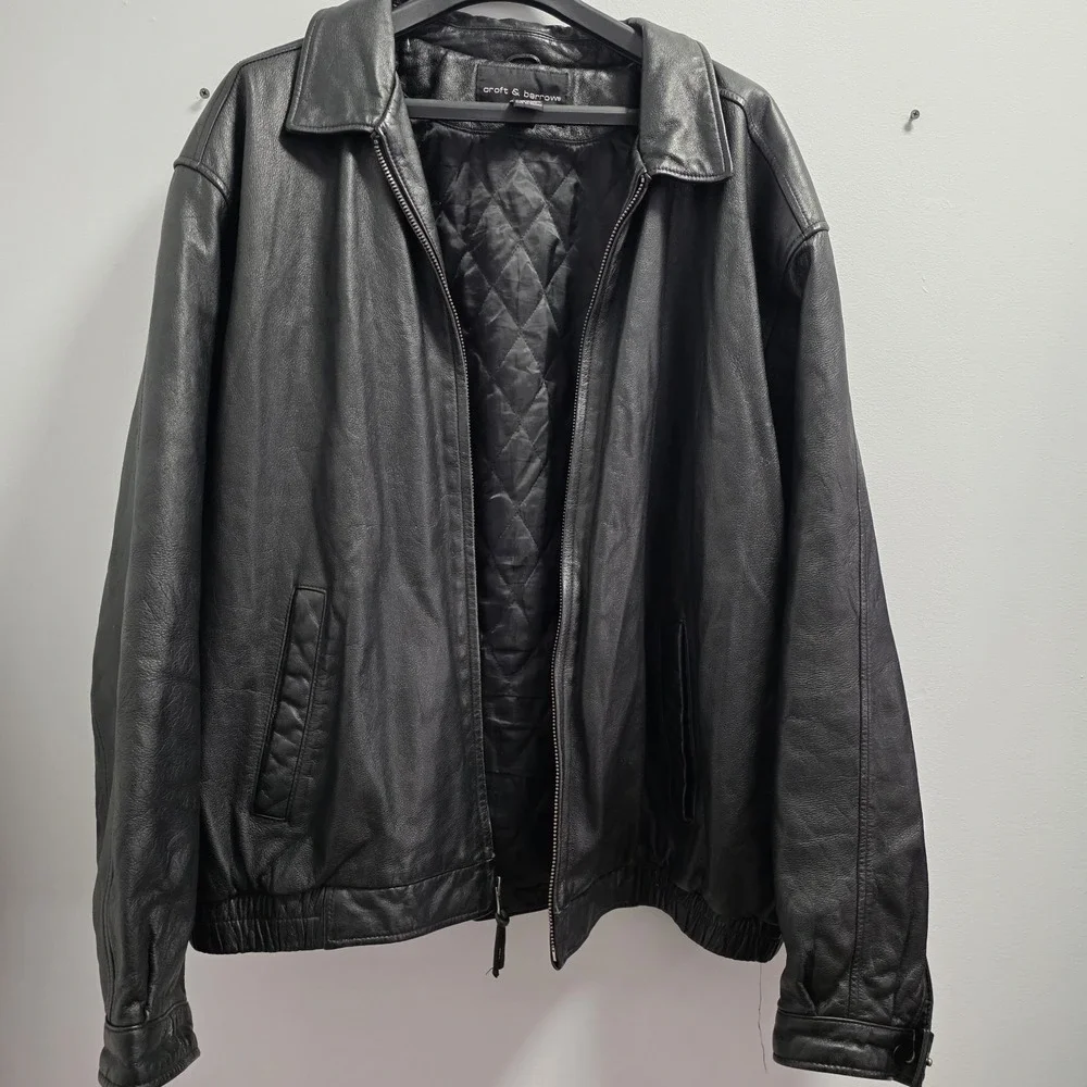 Croft & Barrow Jacket Mens XXLT Genuine Leather Bomber Quilted Lined‎ Classic